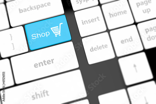 shopping enter button key on white keyboard
