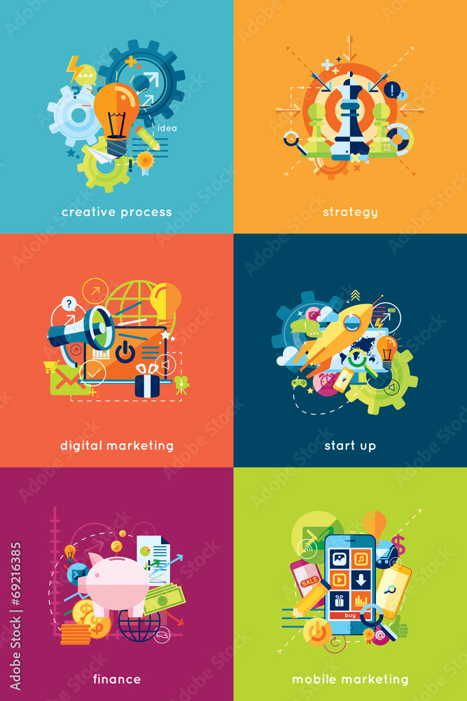 Vector illustration set of concepts for business and finance
