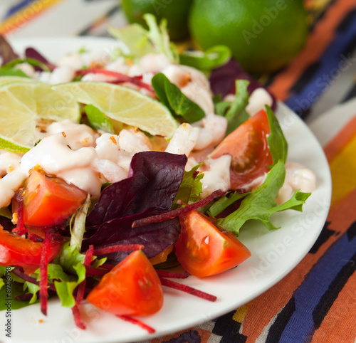 prawn mayo salad lettuce tomato photo