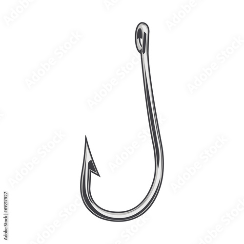Fishing hook isolated on a white background. Color line art photo