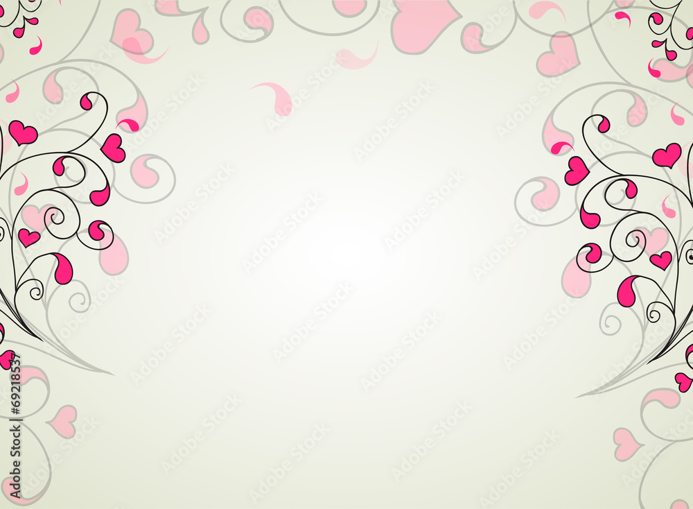 Hearts and swirls on a light background Hearts and swirls on a light background