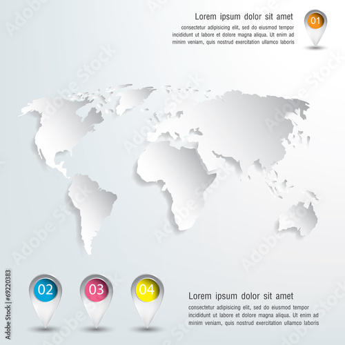 3d vector world map illustration and infographics Design