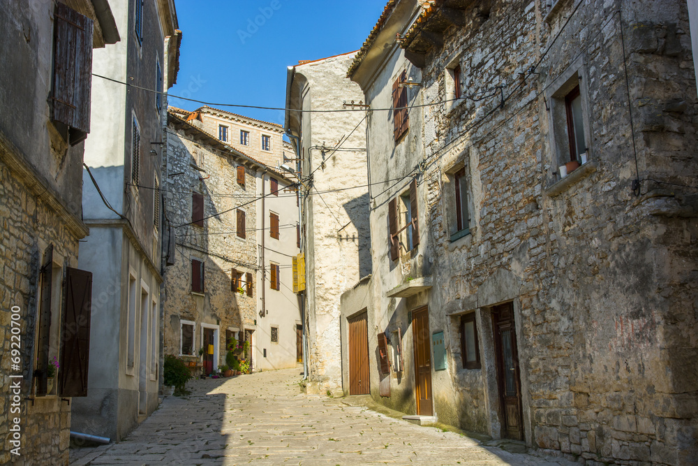 Old and narrow street in Bale town, Istria, Croatia