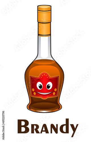 Cartoon smiling brandy bottle character