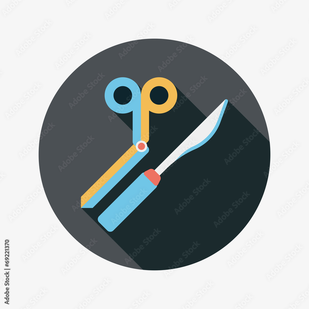 Surgical Instrument flat icon with long shadow Surgical Instrument flat icon with long shadow