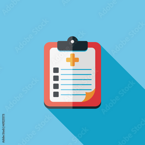 clinical record flat icon with long shadow