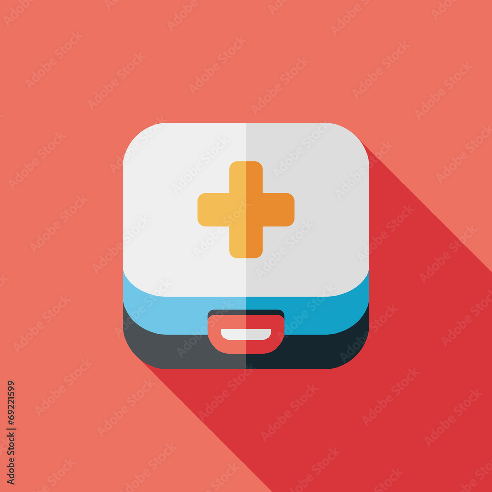 first aid kit flat icon with long shadow first aid kit flat icon with long shadow
