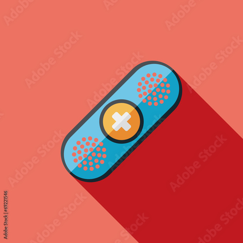 medical bandage flat icon with long shadow