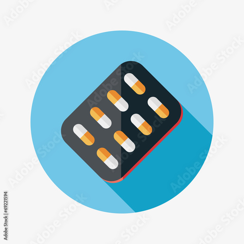 Pills flat icon with long shadow