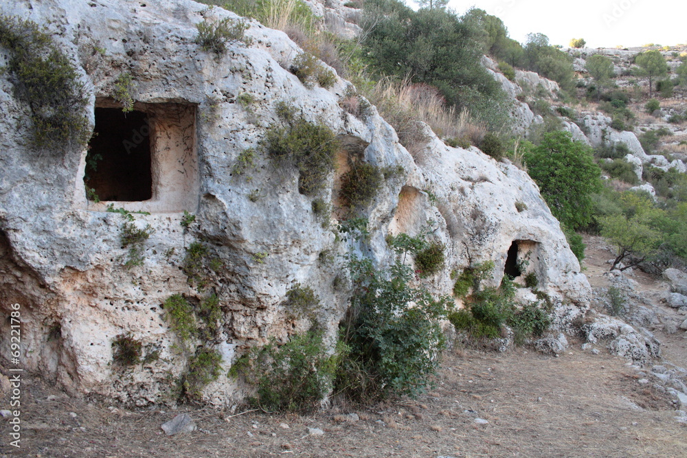 Prehistoric tombs in the Unesco site of Pantalica - Sicily Prehistoric tombs in the Unesco site of Pantalica - Sicily