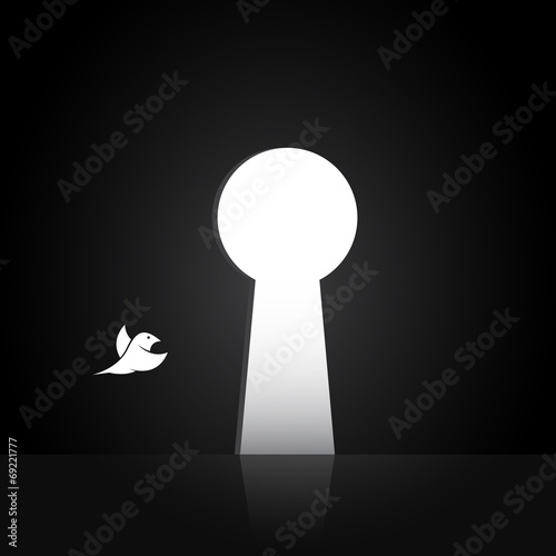 Vector images of birds that are flying out the door