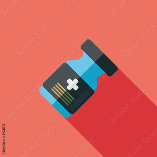 Medical Bottle flat icon with long shadow