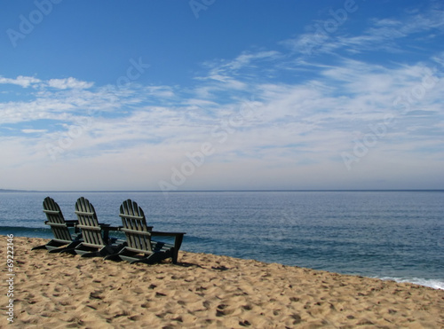 Adirondack Beach Chairs on Monterey Bay Beach California © Sheri Armstrong
