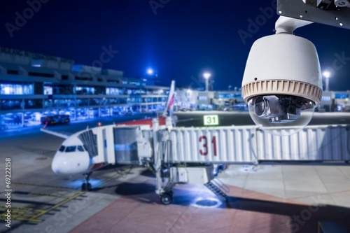 CCTV camera or surveillance operating in airport