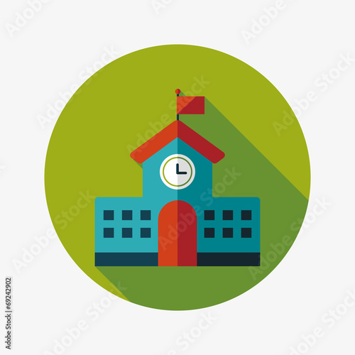 School building flat icon with long shadow,eps10