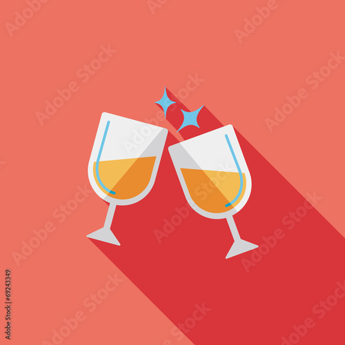 Martini glass cheers flat icon with long shadow,eps10