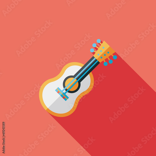 guitar flat icon with long shadow