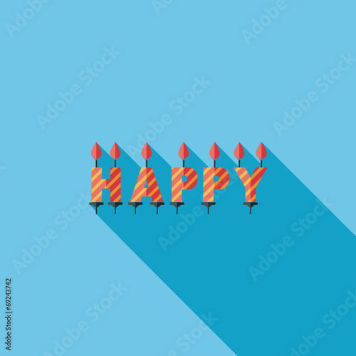 Birthday candles flat icon with long shadow,eps10