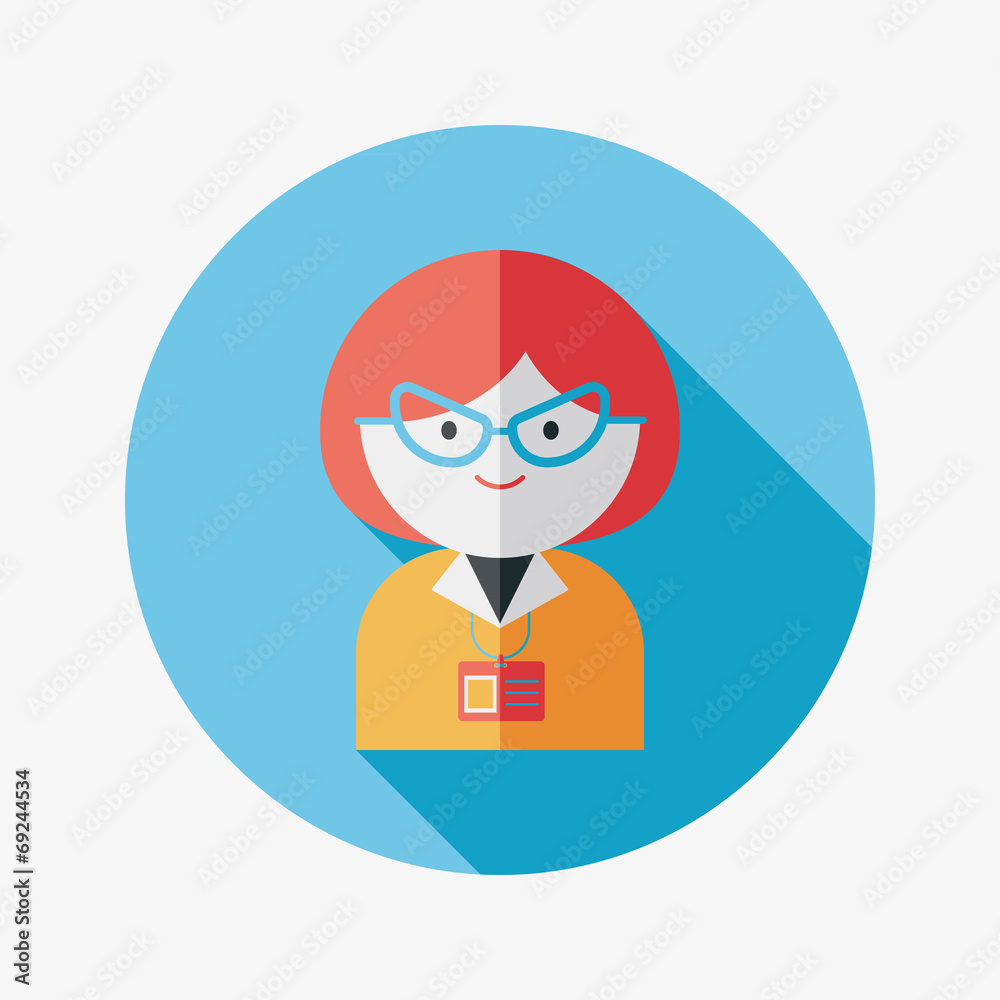 businesswoman flat icon with long shadow,eps10