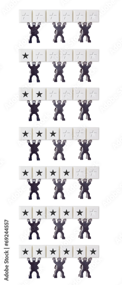 Rating scale of 0 to 6 stars isolated on white background Rating scale of 0 to 6 stars isolated on white background