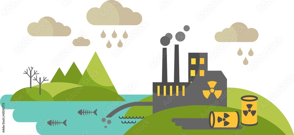 Naklejka premium Panoramic landscape with concept pollution
