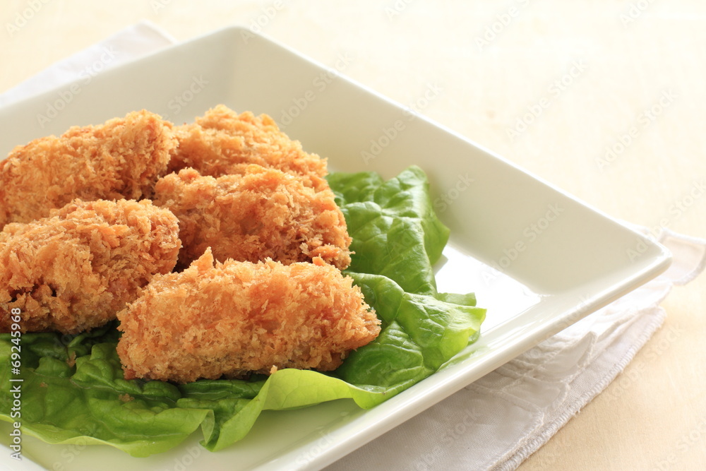 Japanese food, deep fried Oyster and bread crumbs Japanese food, deep fried Oyster and bread crumbs