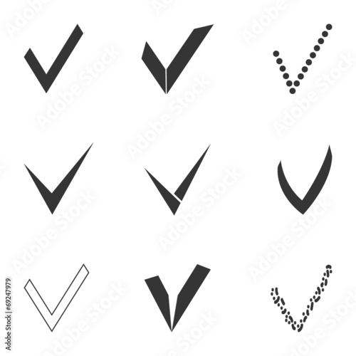 set of different grey and white check marks