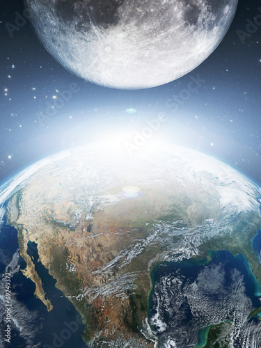 Fototapeta Naklejka Na Ścianę i Meble -  Earth and moon