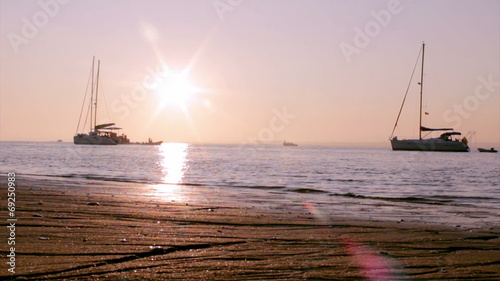 Silhouette at sunset, in Ria Formosa wetlands