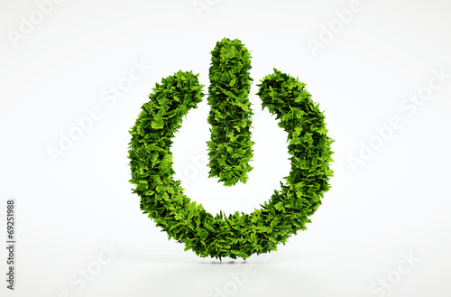 Ecology natural power on button home image with white background