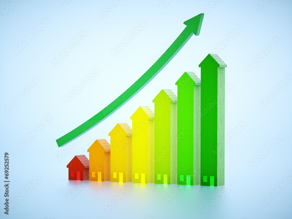 image of houses with graph growing image of houses with graph growing