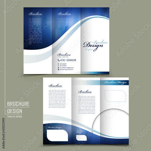 modern style tri-fold template brochure in blue