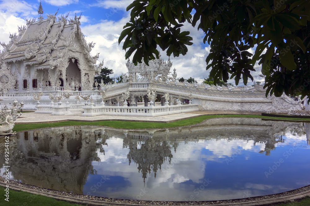 Wat Rong Khun and Pond, Chiang Rai Thailand