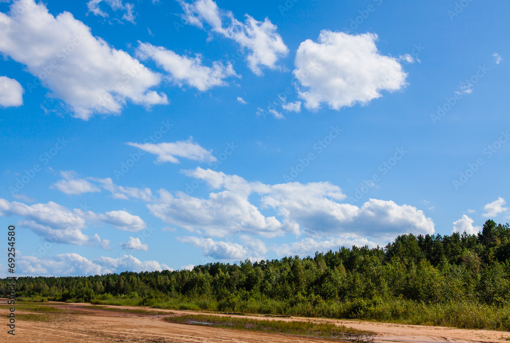 Blue sky under the beach