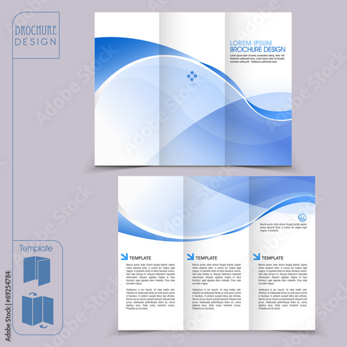 tri-fold blue template for business advertising brochure