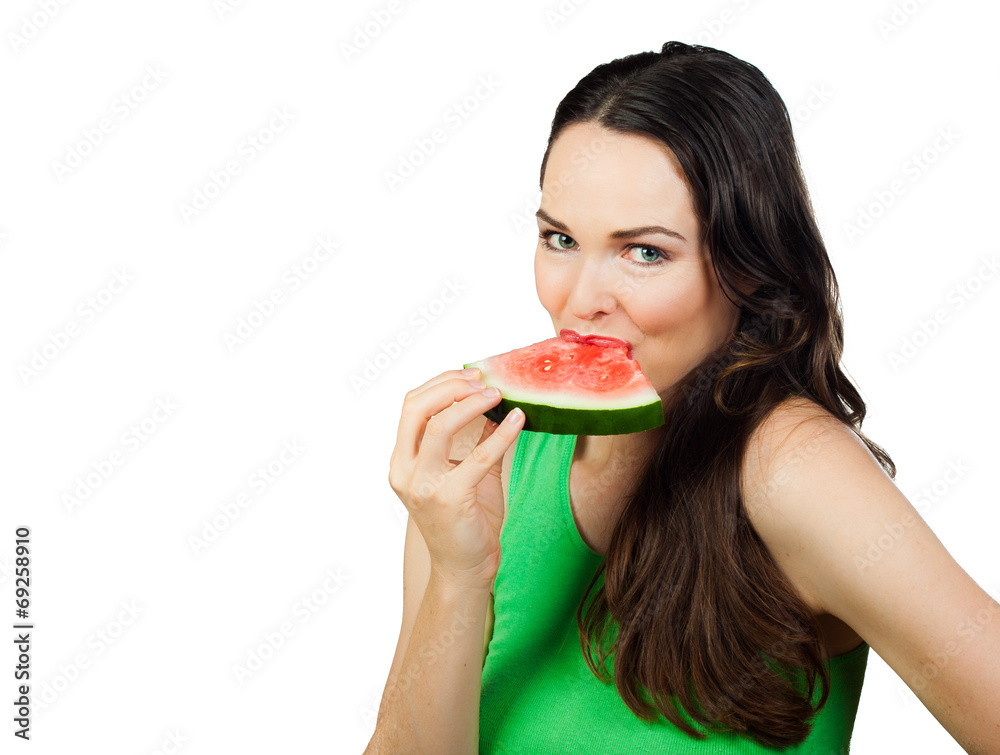 Healthy woman eating water melon Healthy woman eating water melon