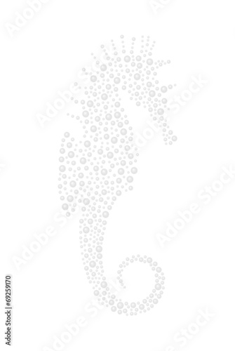 Seahorse made of light grey balls