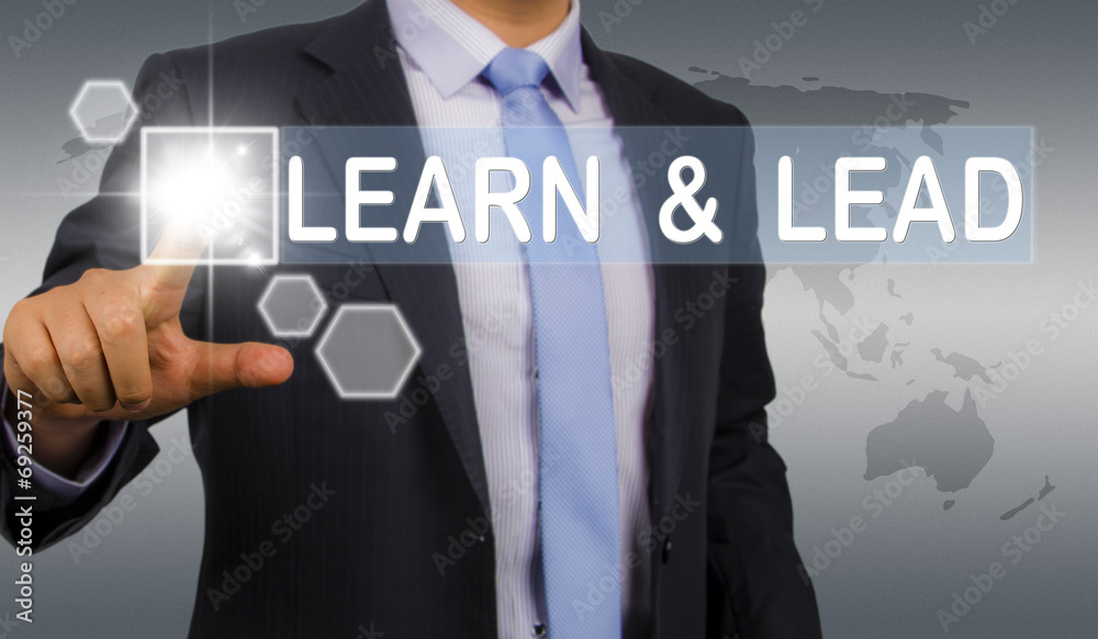 learn and lead:business man touching screen interface learn and lead:business man touching screen interface