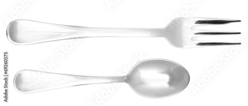 Metal cutlery isolated on white