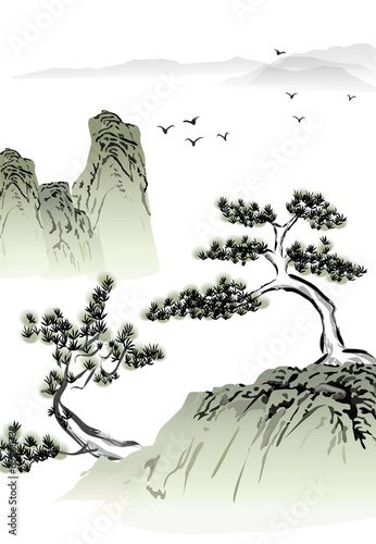 Chinese landscape ink painting