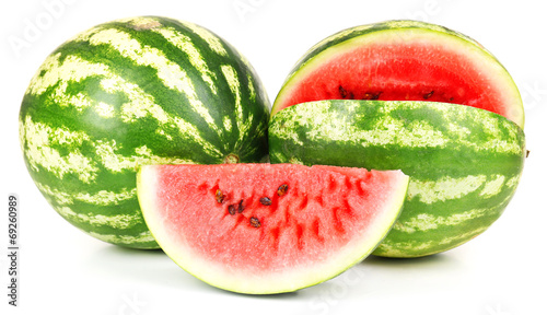 Juicy watermelons isolated on white