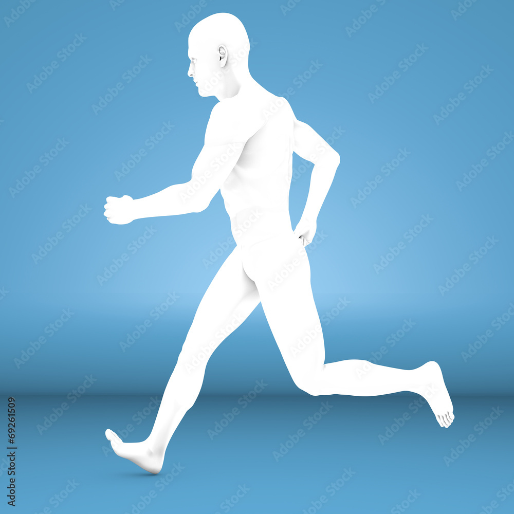 Uomo che corre bianco, anatomia studio Uomo che corre bianco, anatomia studio