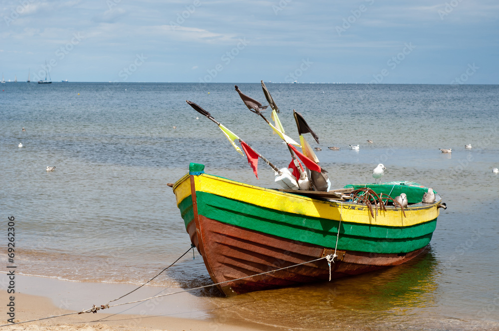 fishing boat on the beach, baltic sea