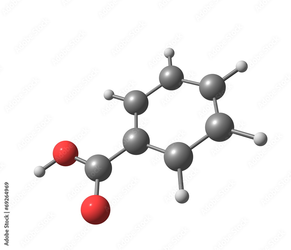 Benzoic acid molecule isolated on white Benzoic acid molecule isolated on white