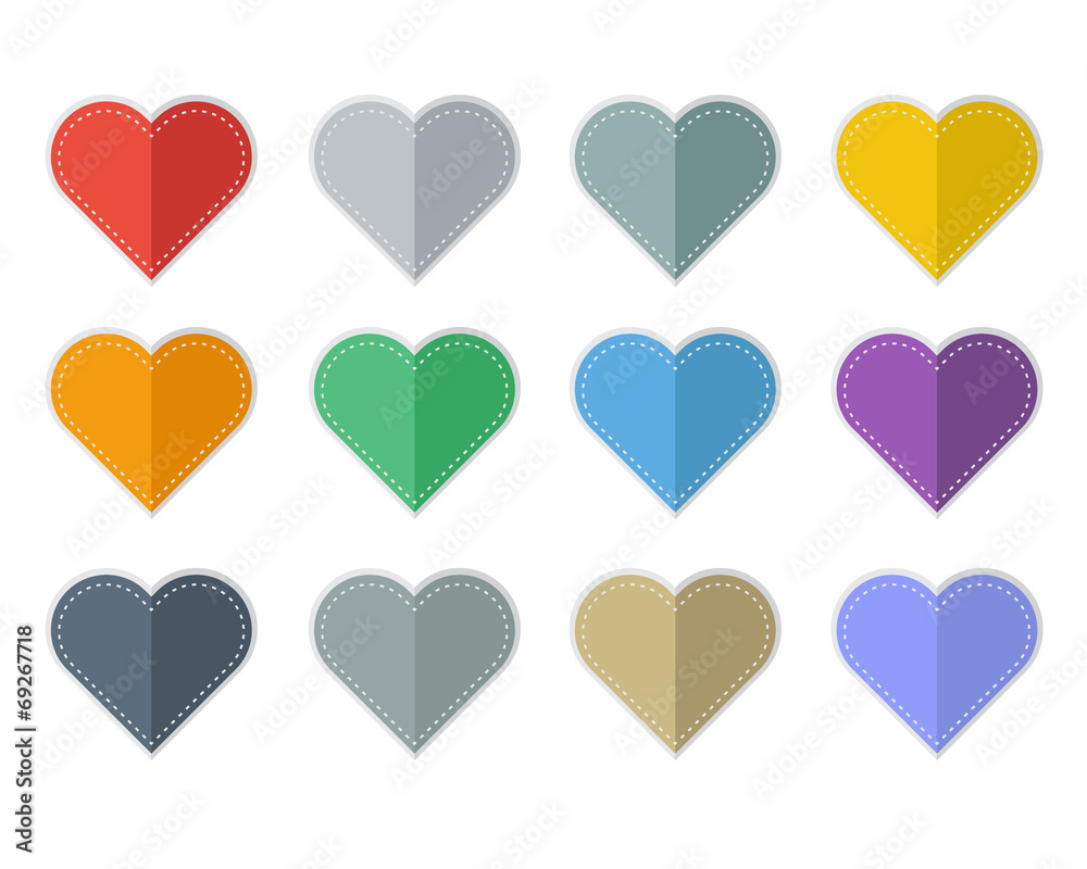Set of Colorful hearts