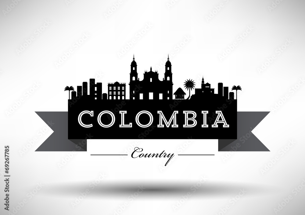 Colombia Typographic Skyline Design