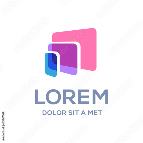 Computer laptop tablet phone logo icon design template