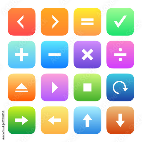 Colorful style calculator and computer icons vector set.