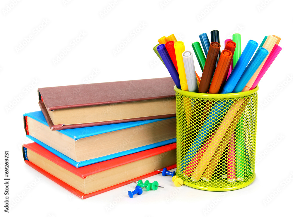 Books and pencils. On white background. Books and pencils. On white background.