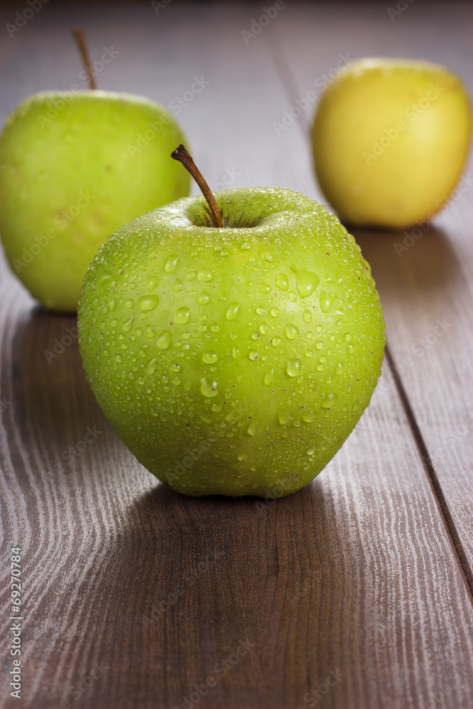 fresh green apples on the table fresh green apples on the table